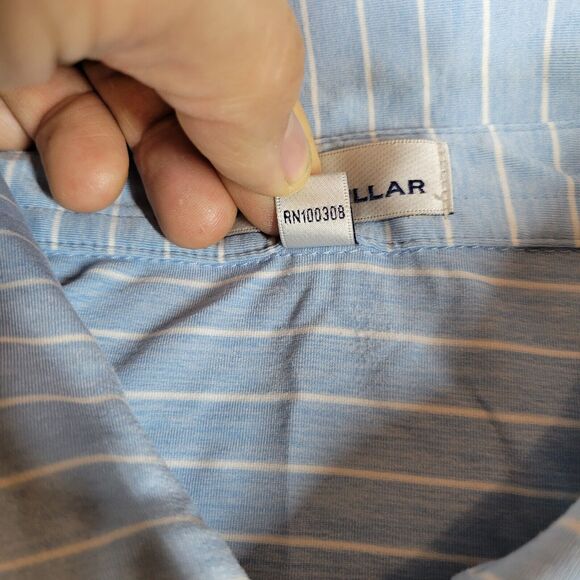 Peter Millar Polo Shirt Mens Blue Size XL Preppy Button Down Golf Striped Sports - Picture 7 of 15